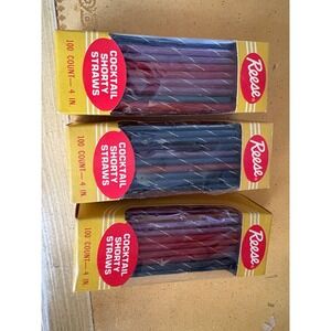 Reese Cocktail Shorty Straws – Vintage Jewel Tone Barware (3 Unopened Boxes, 100